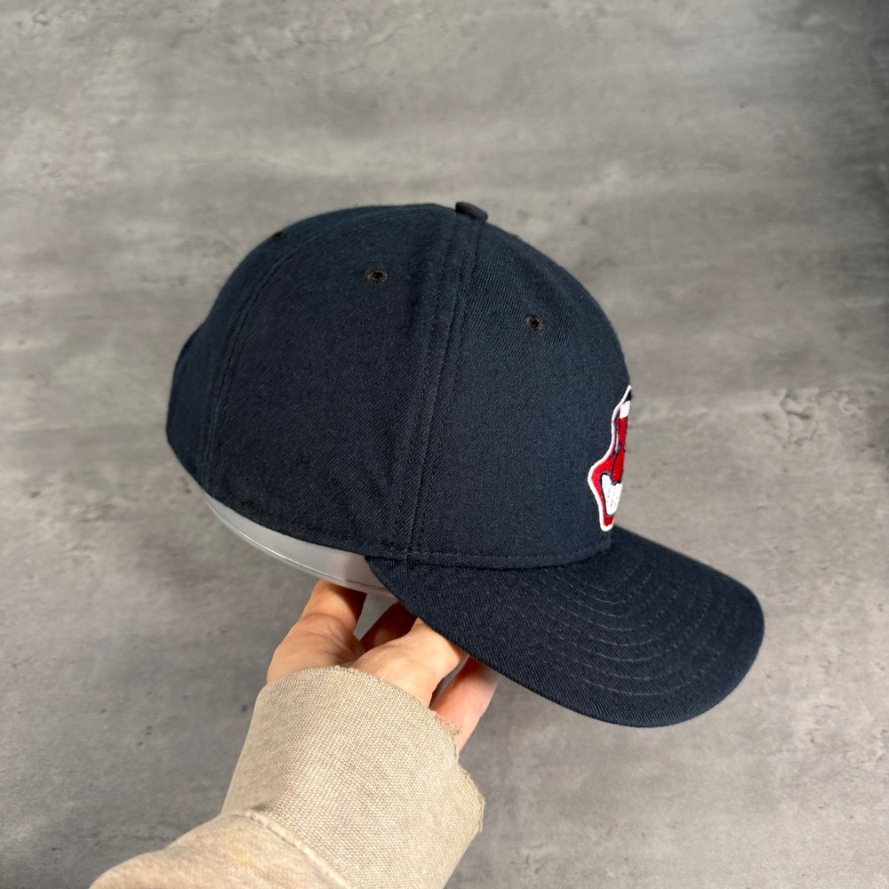 Vintage New Era Cleveland Indians Snapback Hat Navy Blue Chief Wahoo USA Made - Picture 4 of 9